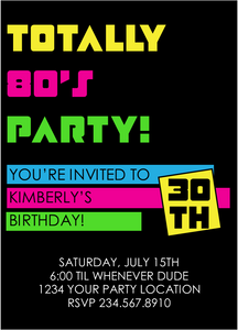 Totally 80's Party Invitation  Style3 - EDITABLE