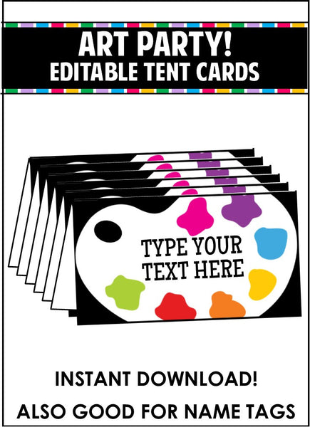 Art Party Party Printables - EDITABLE