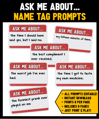 Ask Me About...Name Tag Game