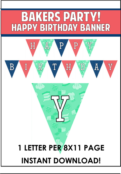 Baker's Party Happy Birthday Banner