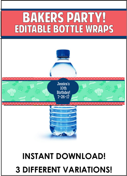Baking Party Drink Labels - EDITABLE