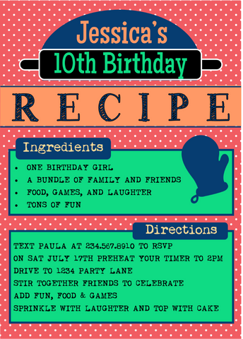 Baker's Party Invitation - EDITABLE