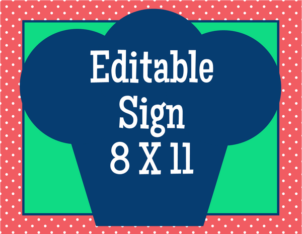Baking Party Decal / Sign - EDITABLE
