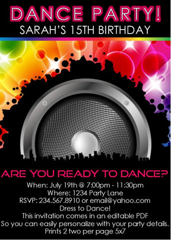 Dance Time Invitation - Editable