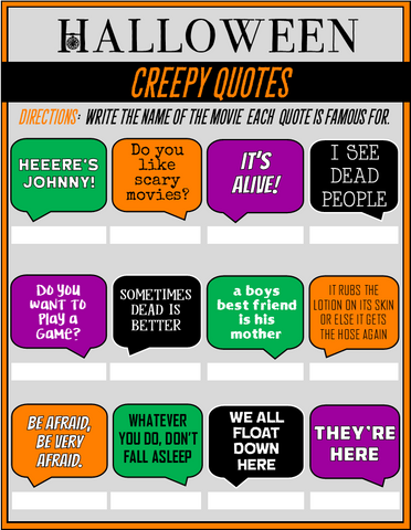 Halloween - Horror Movie Quote Game