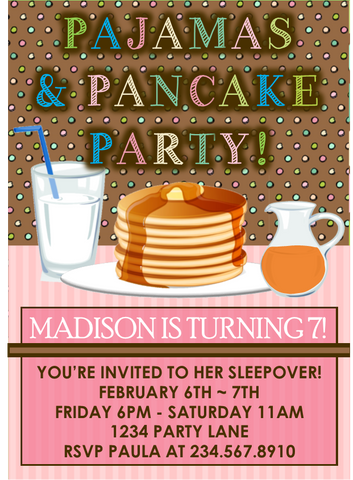 Pajama and Pancakes Sleepover Party Invitation - Editable!