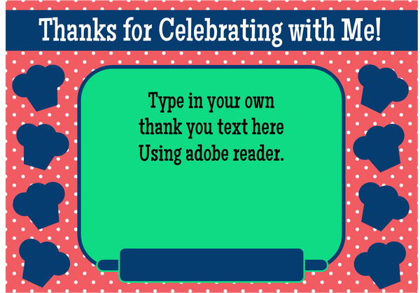 Baker's Party Thank You Notes - EDITABLE