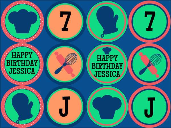 Baking Party Cupcake Toppers