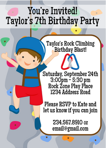 Rock Climbing Birthday Party Invitation 2 - Editable!