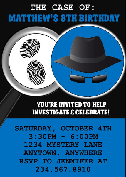 Spy / Secret Agent Party Invitation - EDITABLE