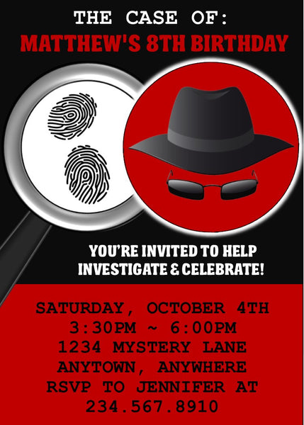 Spy / Secret Agent Party Invitation - EDITABLE