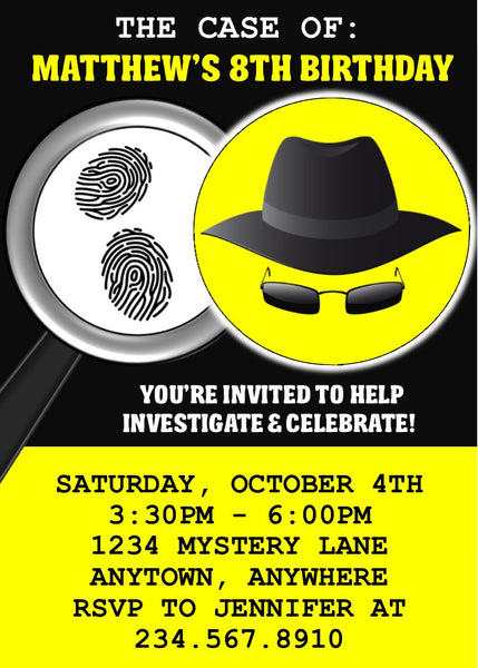 Spy / Secret Agent Party Invitation - EDITABLE