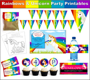 Rainbows & Unicorns Party Set - EDITABLE!