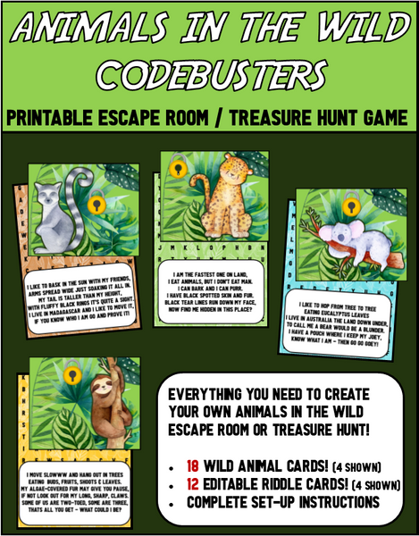 Safari Animal Riddles CodeBuster Game!