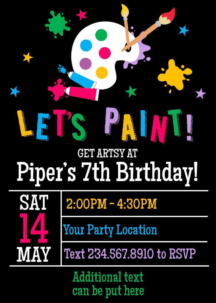 Art Party Invitation-2 - EDITABLE