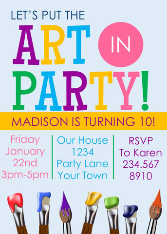 Art Party Invitation - EDITABLE