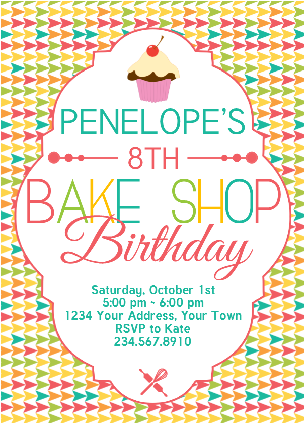 Bake Shop Birthday Invitation 1 - Editable!