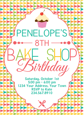 Bake Shop Birthday Invitation 1 - Editable!