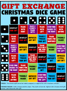 Christmas Gift Exchange Dice Game