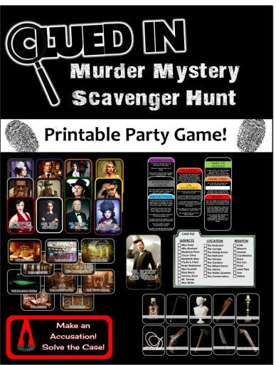 Clued-In Murder Mystery Hunt + Party Invitation - EDITABLE