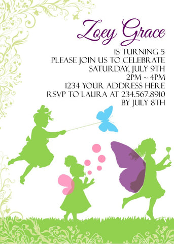 Fairy Silhouette Party Invitation - Editable!