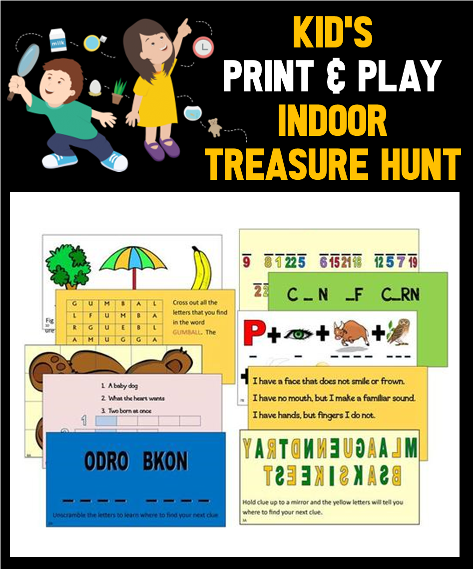 Indoor Riddles,Puzzles, & Clues Treasure Hunt