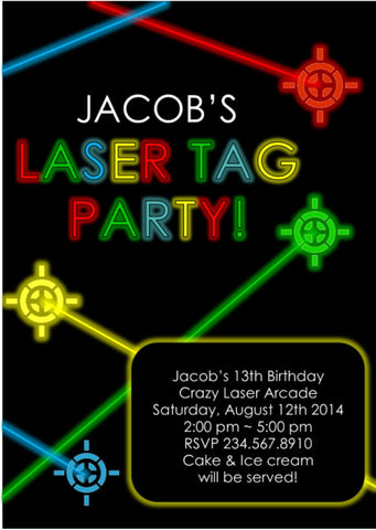 Laser Tag Party Invitation - EDITABLE