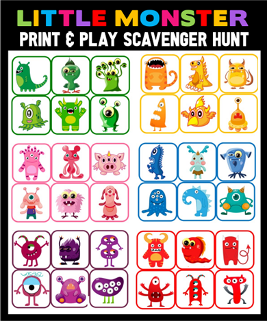 Little Monster Printable Scavenger Hunt