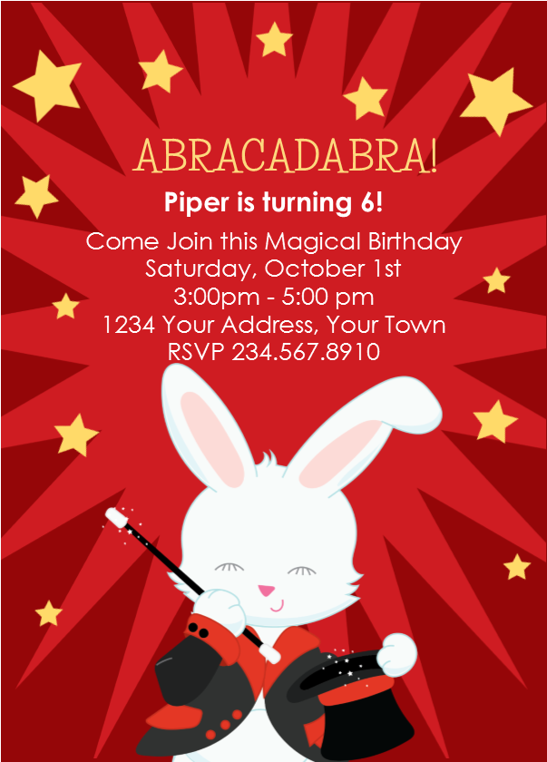 Magic Magician Party Invitation 2 - Editable!