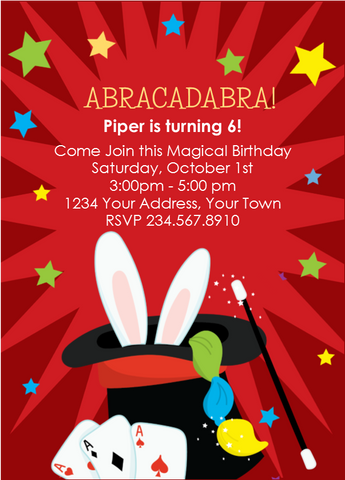 Magic Magician Party Invitation 3 - Editable!