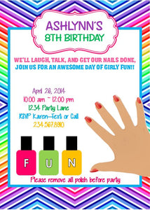 Little Girl Nail Party Invitation - Editable