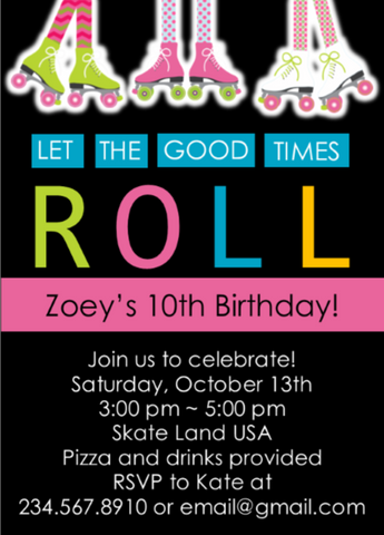 Skate Party Invitation 2 - Editable