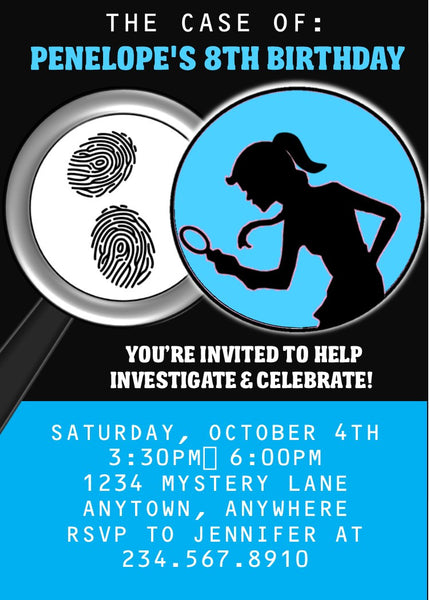 Girl Spy Party Invitation - EDITABLE