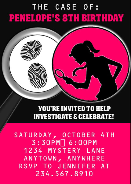 Girl Spy Party Invitation - EDITABLE