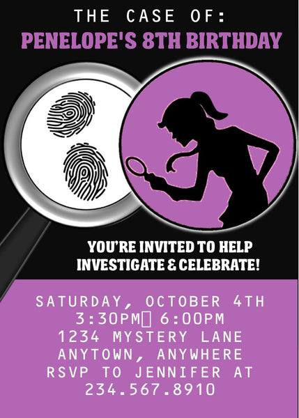 Girl Spy Party Invitation - EDITABLE