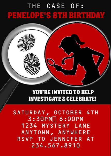 Girl Spy Party Invitation - EDITABLE