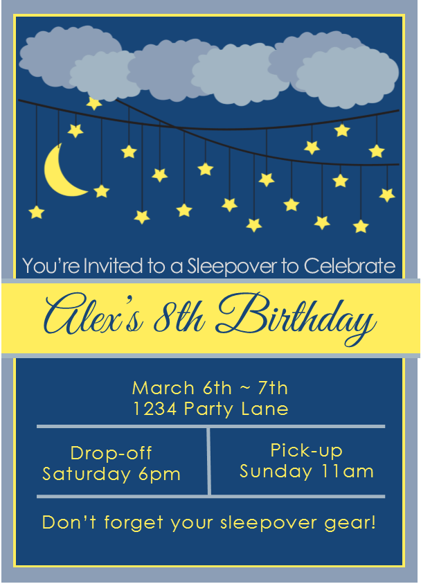 Under the Stars Sleepover Invitation - Editable!